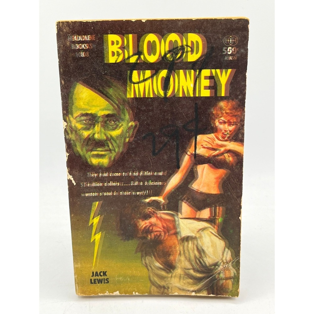 Vintage 1960 Blood Money Jack Lewis Headline Books 108 Sleaze Pulp Fiction GGA